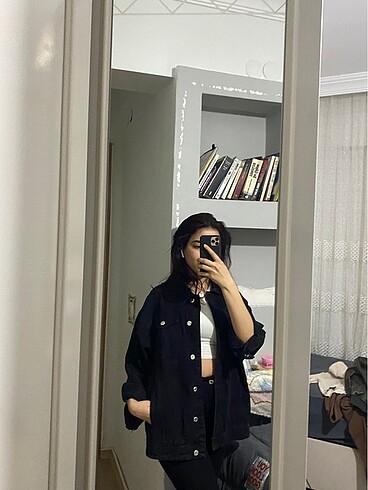 Diğer Oversize siyah kot ceket