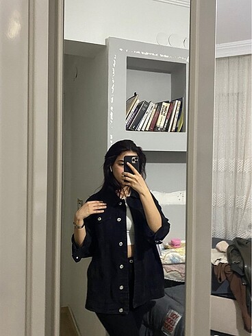 s Beden Oversize siyah kot ceket