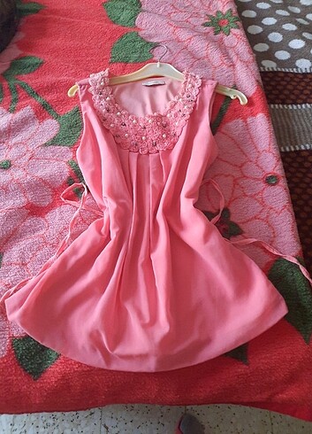 Pembe şifon astarli yazlık bluz