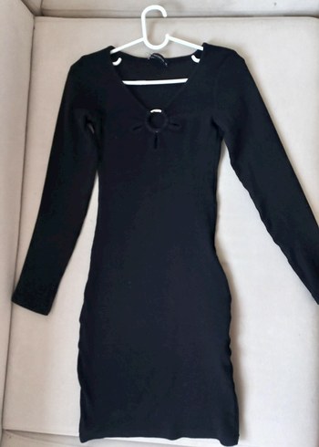 Siyah triko elbise - Görsel 2