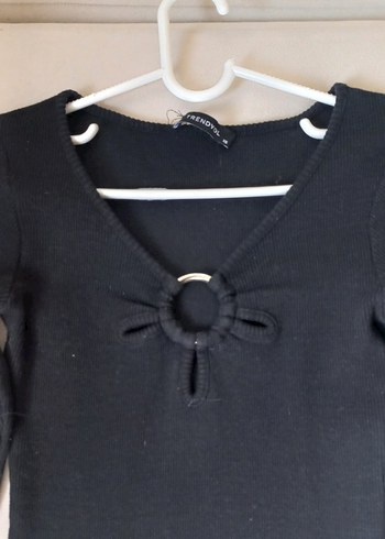 Siyah triko elbise - Görsel 3