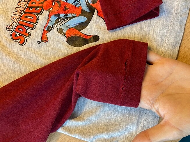 s Beden bordo Renk Spider-man Baskılı Uzun Kollu Crop