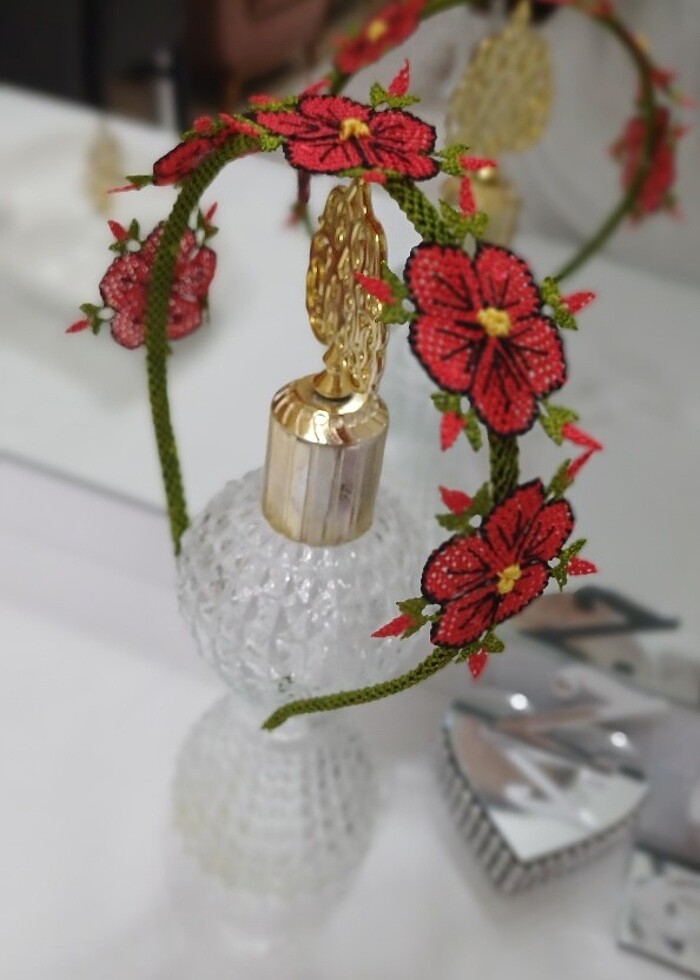 İğne oyası çiçekli saç tokası-taç - Görsel 4