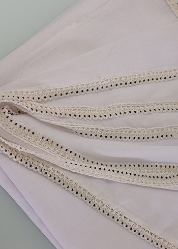 2 tane Beyaz boncuk işlemeli tülbent-yazma - Görsel 2