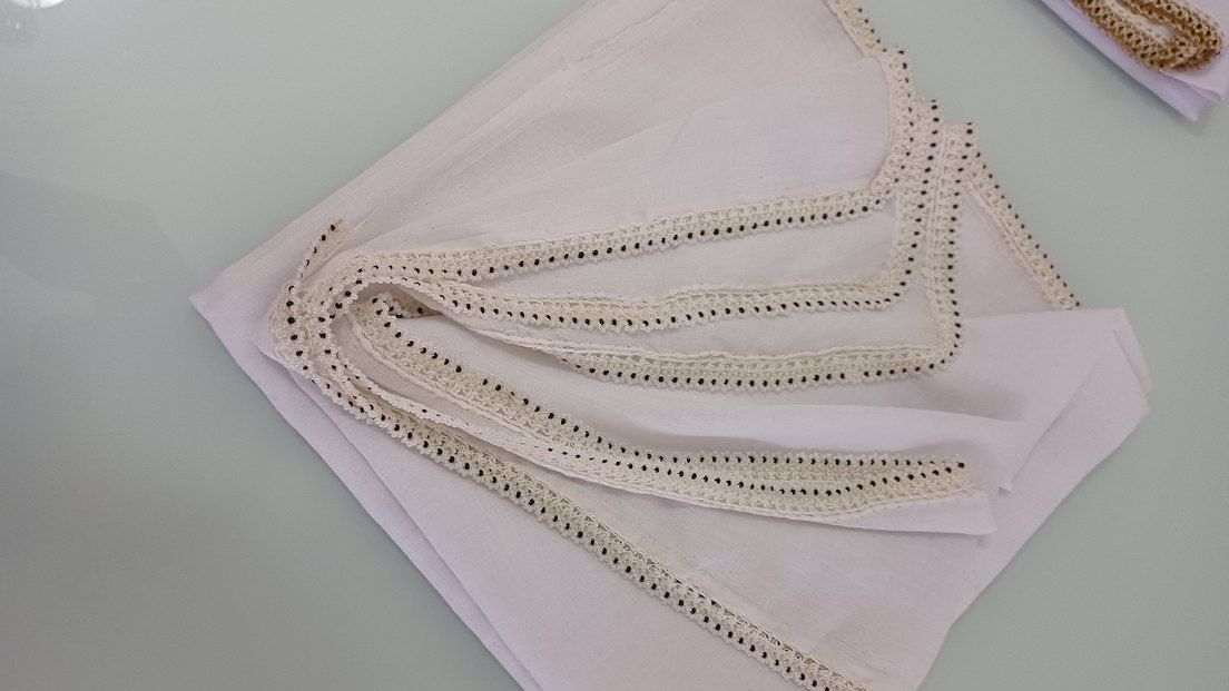2 tane Beyaz boncuk işlemeli tülbent-yazma - Görsel 2