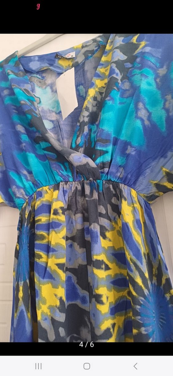 kadin desenli beli lastikli elbise - Görsel 4