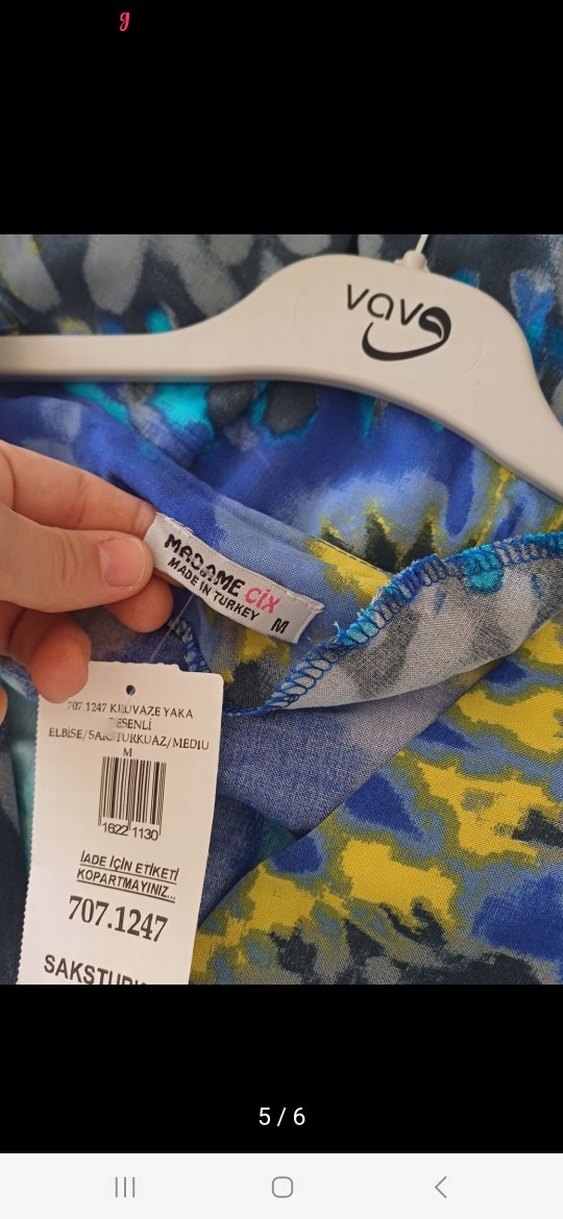 kadin desenli beli lastikli elbise - Görsel 5