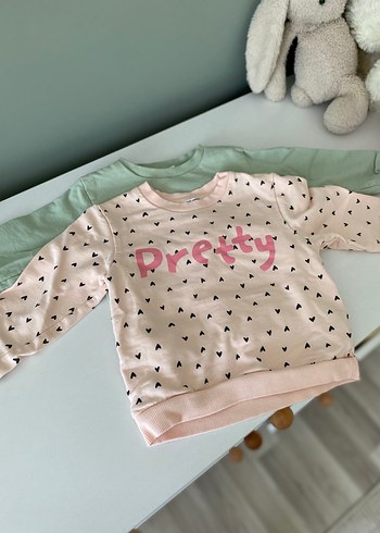 2 li Pembe ve Yeşil Kız Sweatshirt