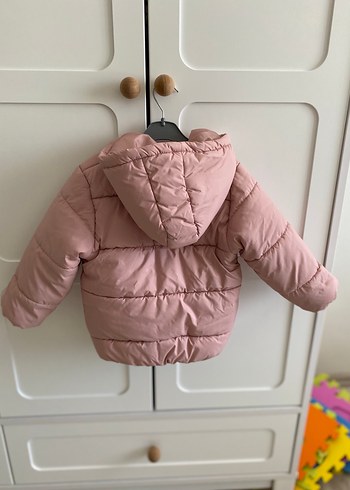 4 Yaş Beden pembe Renk Kız Çocuk Pembe Kapüşonlu Mont