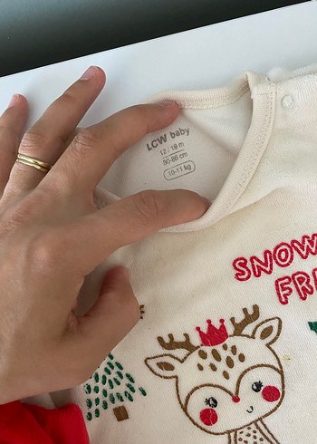 LC Waikiki Beyaz Baskılı Örgü Bebek Kız Takımı