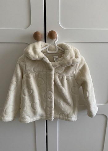 Kız Çocuk Beyaz Kürk Detaylı Polar Ceket