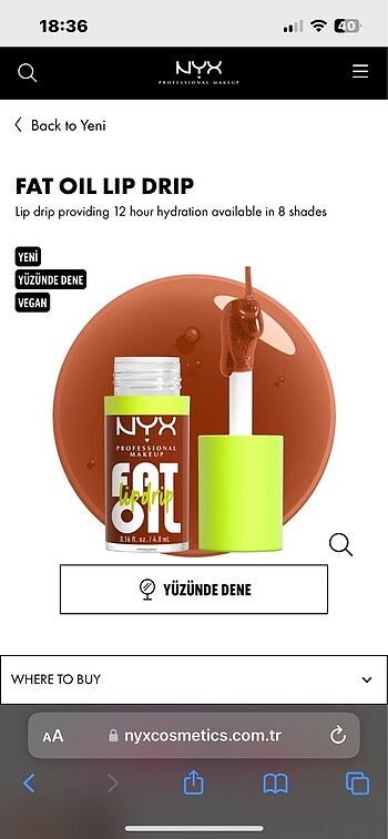  Beden Renk NYX Fat Oil Parlatıcı Dudak Yağı