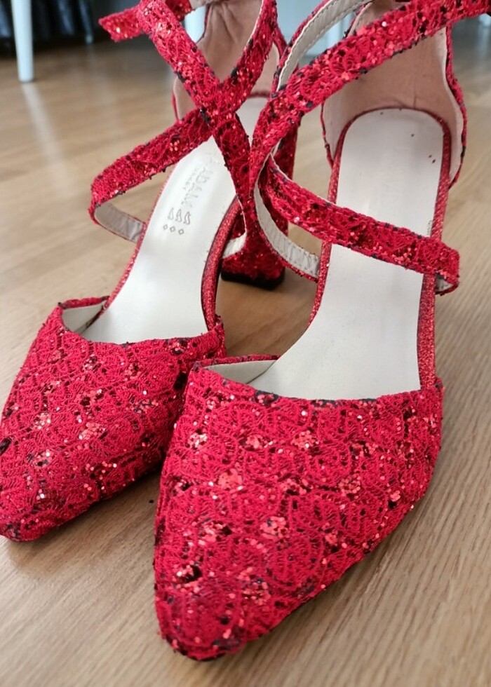 Kırmızı Topuklu Ayakkabı Abiye Ayakkabı - Görsel 3