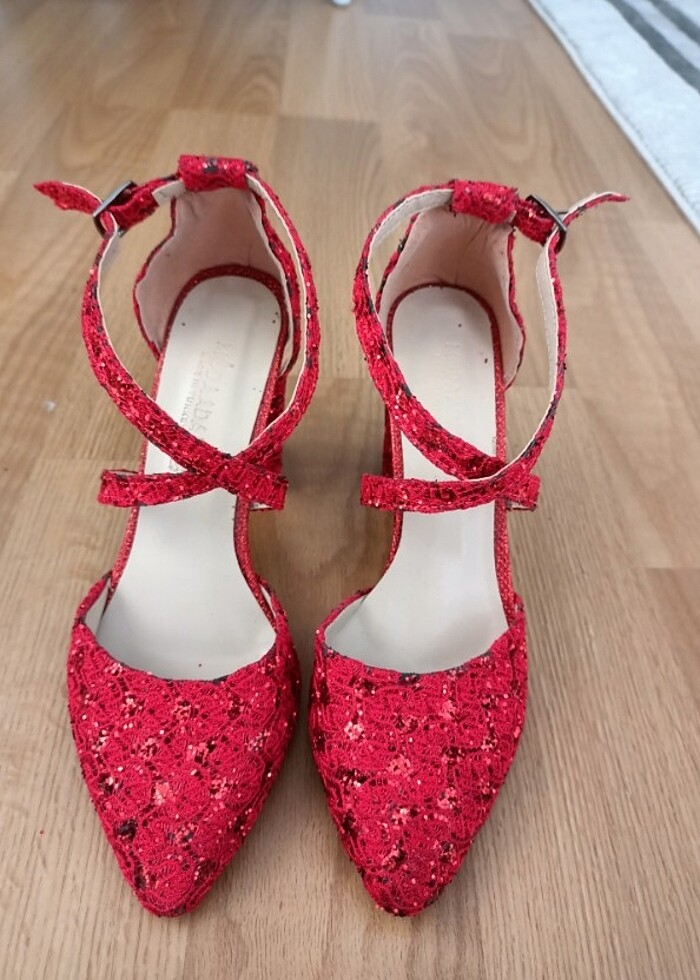 Kırmızı Topuklu Ayakkabı Abiye Ayakkabı - Görsel 2