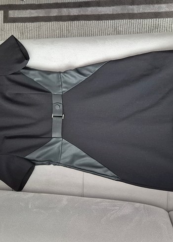 AdL Kemer Detaylı Siyah Midi Elbise - Görsel 4