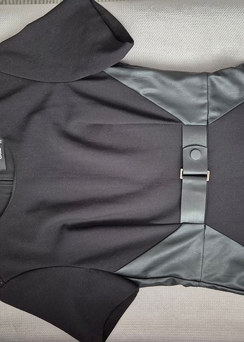 AdL Kemer Detaylı Siyah Midi Elbise - Görsel 5