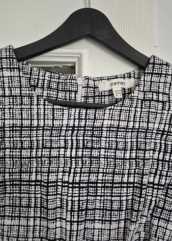 Koton Gri Kareli Midi Elbise - Görsel 3