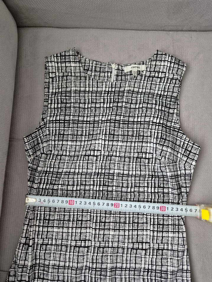 Koton Gri Kareli Midi Elbise - Görsel 5