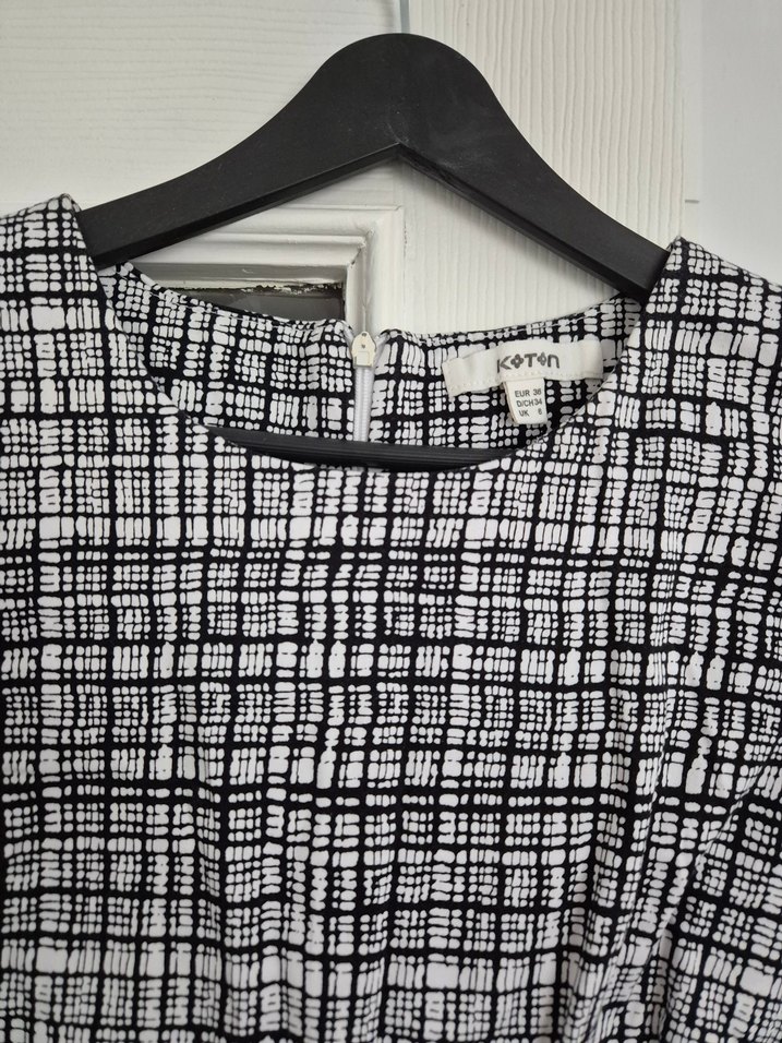 Koton Gri Kareli Midi Elbise - Görsel 3