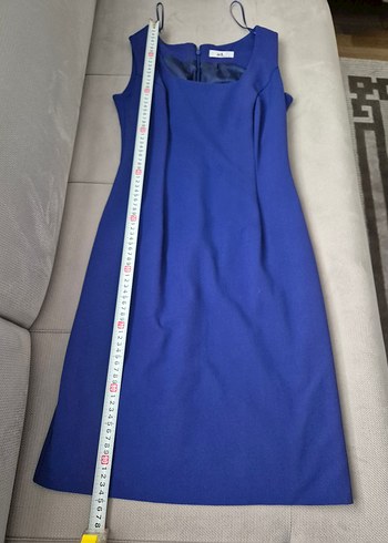 AdL Mavi Midi Kolsuz Drapeli Kadın Elbise - Görsel 5