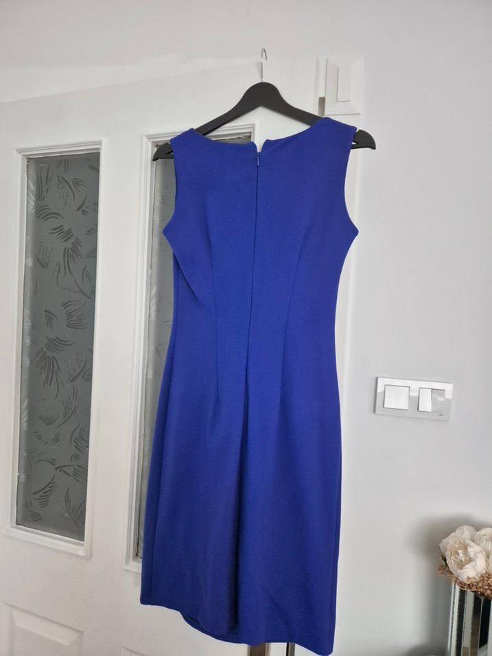 AdL Mavi Midi Kolsuz Drapeli Kadın Elbise - Görsel 2