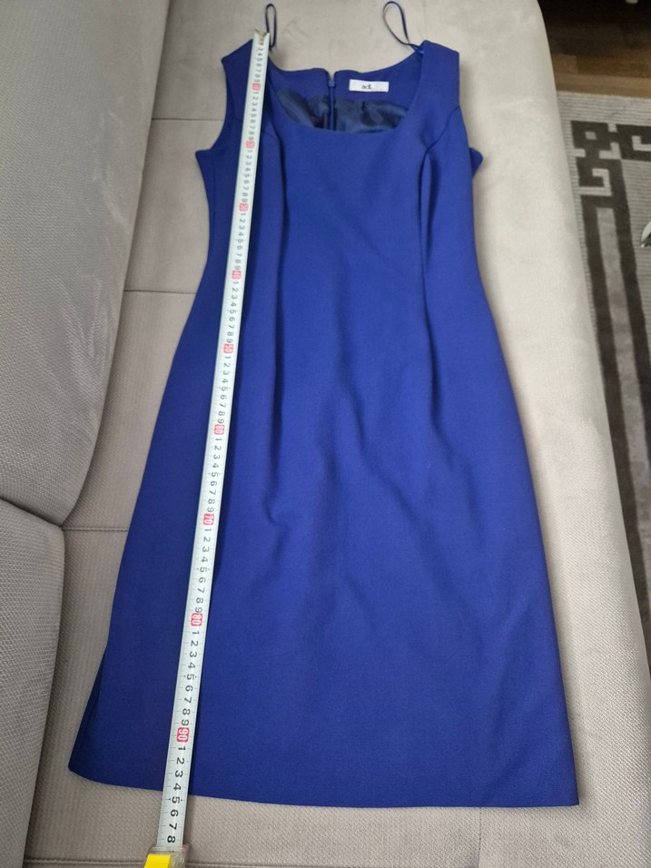 AdL Mavi Midi Kolsuz Drapeli Kadın Elbise - Görsel 5