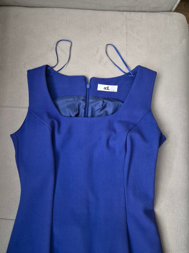 AdL Mavi Midi Kolsuz Drapeli Kadın Elbise - Görsel 3