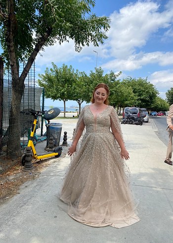 Atelieroflove Bej Vintage Bohem Uzun Kollu A Kesim nişanlık