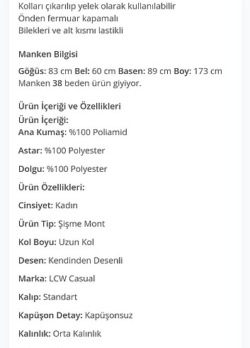 38 Beden LCW Casual Dik Yaka Fermuarlı Uzun Kollu