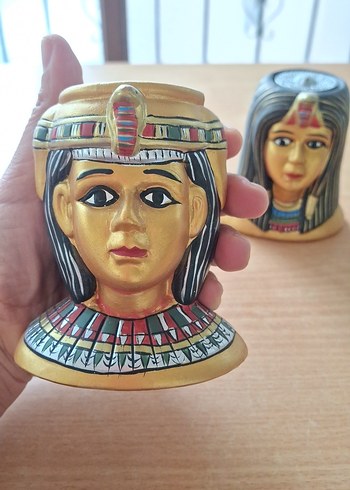  Beden Mısır Temalı İki Figürin mumluk