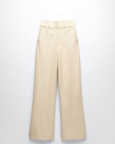 Zara krem suni deri pantolon