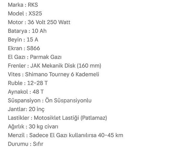 Beden Rks XS25 sıfır kutusu açılmamış 2024 model elektrikli bisiklet