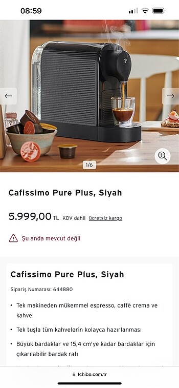 Tchibo Tchibo Cafissimo Pure Plus Siyah Kahve Makinesi