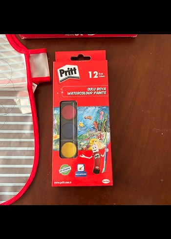 Renkli Arı Desenli Çocuk Önlüğü ve Sulu Boya Pastel Boya Seti - Görsel 4