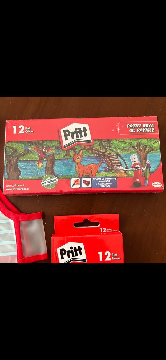 Renkli Arı Desenli Çocuk Önlüğü ve Sulu Boya Pastel Boya Seti - Görsel 3