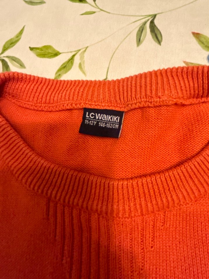 Turuncu Çocuk Pamuklu Uzun Kollu Kazak - Görsel 3