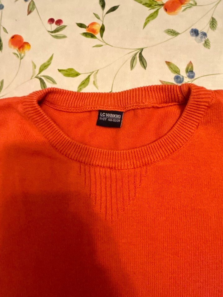 Turuncu Çocuk Pamuklu Uzun Kollu Kazak - Görsel 2