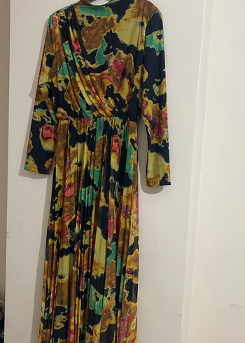 Uzun Kollu Pilili Tie-Dye Bohem Elbise