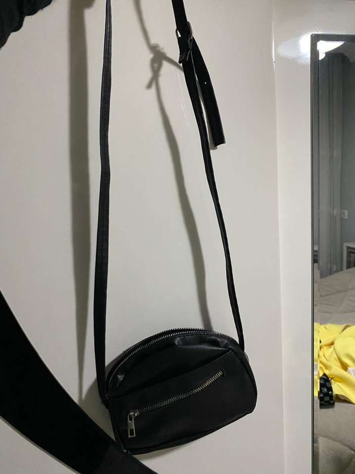 Siyah Deri Fermuarlı Kadın Çanta - Görsel 2