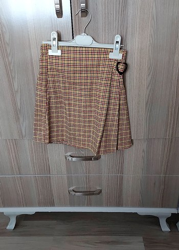 LC Waikiki Kahverengi Ekose Mini Etek