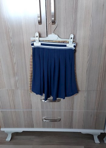 Defacto Lacivert Pileli Mini Etek