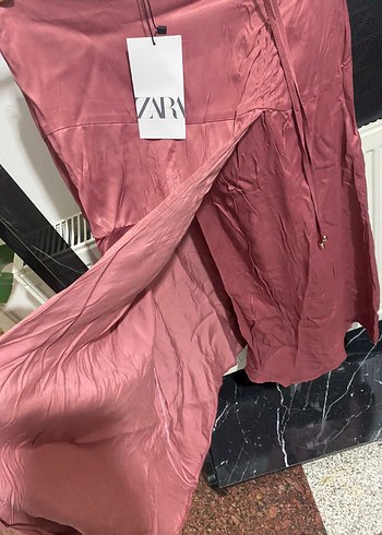 Pudra Pembe Drapeli Uzun Askılı Elbise