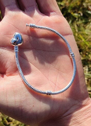 Pandora PANDORA Gümüş Kaplama Kalp Klipsli Bileklik