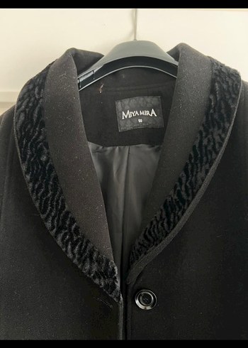 Uzun Siyah Kaban Kadife Detaylı - Görsel 3