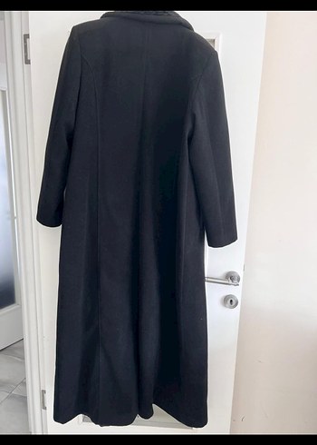 Uzun Siyah Kaban Kadife Detaylı - Görsel 4