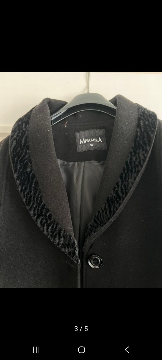 Uzun Siyah Kaban Kadife Detaylı - Görsel 3