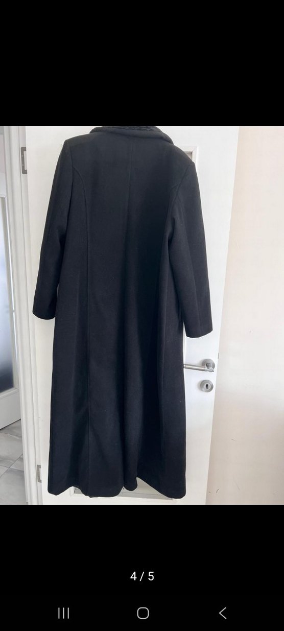 Uzun Siyah Kaban Kadife Detaylı - Görsel 4