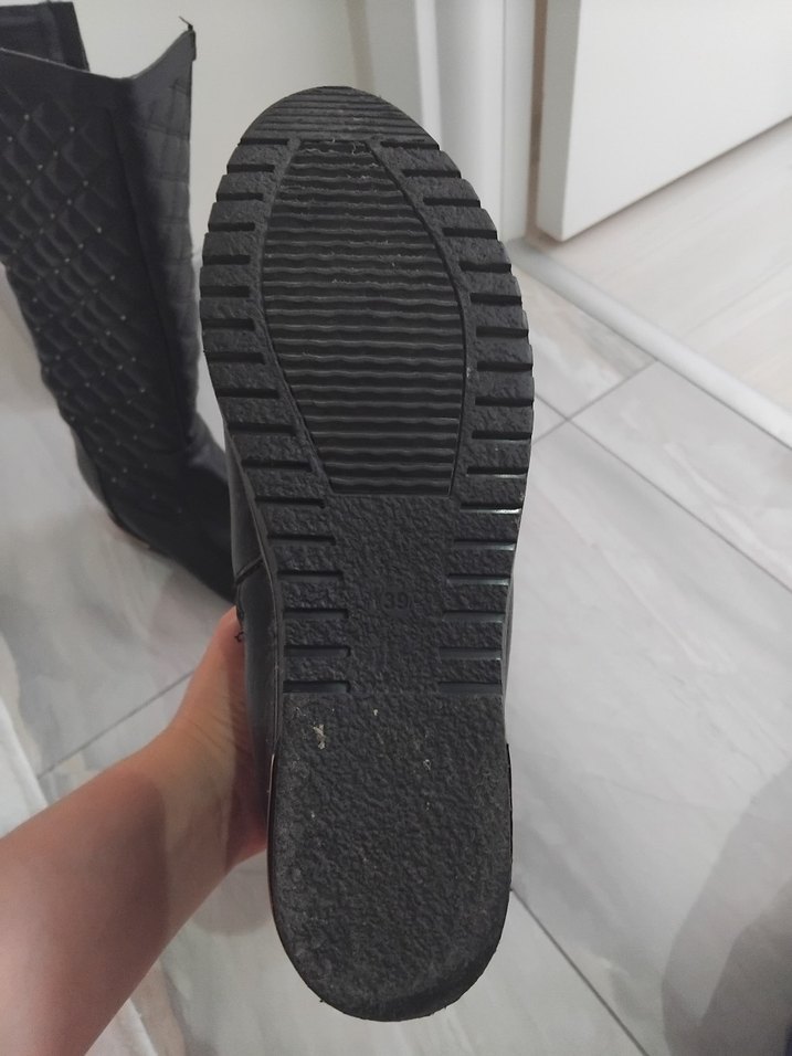 Siyah Deri Kadın Dizüstü Botlar - Görsel 3