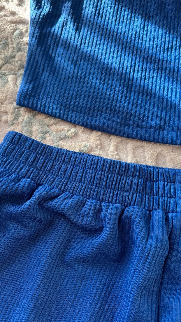 Kısa Mavi Kadın Atletik Takım - Görsel 2