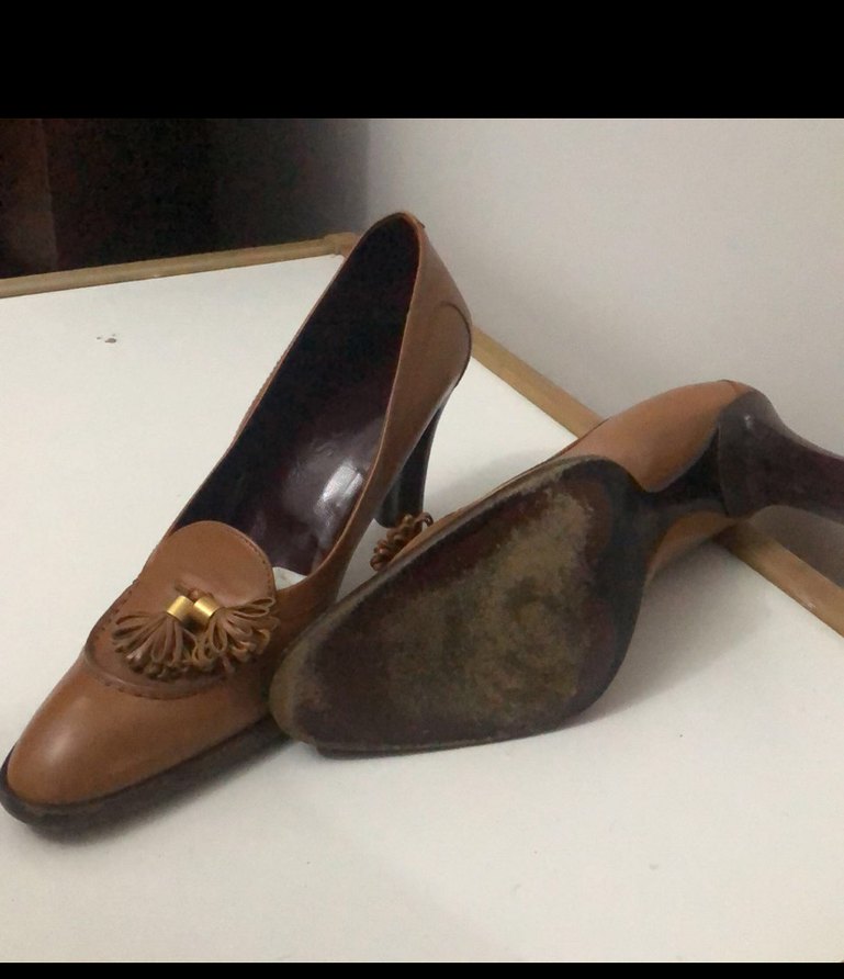 Bej Deri Klasik Tokalı Topuklu Kadın Ayakkabı - Görsel 2